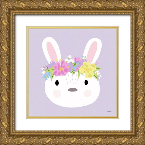 Easter Bunny Gold Ornate Wood Framed Art Print with Double Matting by Brown, Kyra