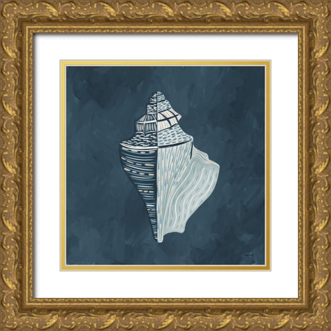 Blue Shell Gold Ornate Wood Framed Art Print with Double Matting by Brown, Kyra