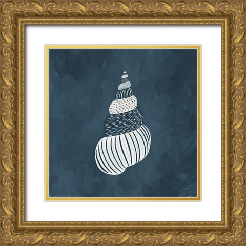 Blue Shell III Gold Ornate Wood Framed Art Print with Double Matting by Brown, Kyra