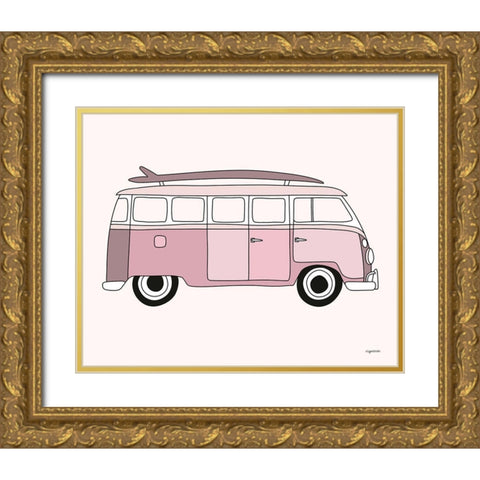 Bus Line Gold Ornate Wood Framed Art Print with Double Matting by Brown, Kyra