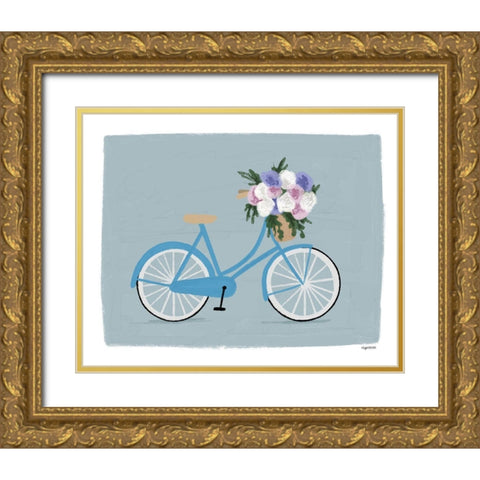 Bike with Basket Gold Ornate Wood Framed Art Print with Double Matting by Brown, Kyra