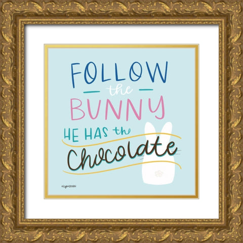 Follow the Bunny Gold Ornate Wood Framed Art Print with Double Matting by Brown, Kyra