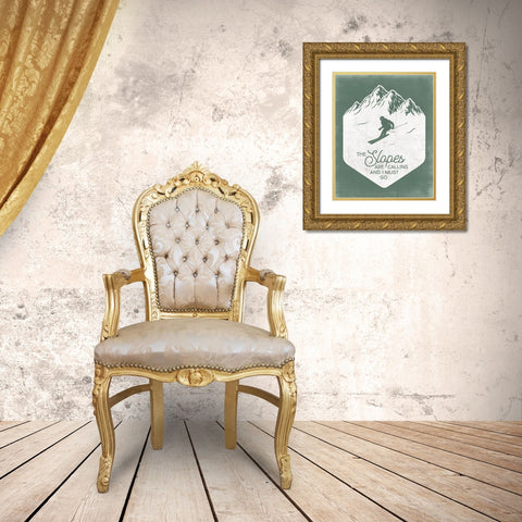 Slopes are Calling Gold Ornate Wood Framed Art Print with Double Matting by Brown, Kyra