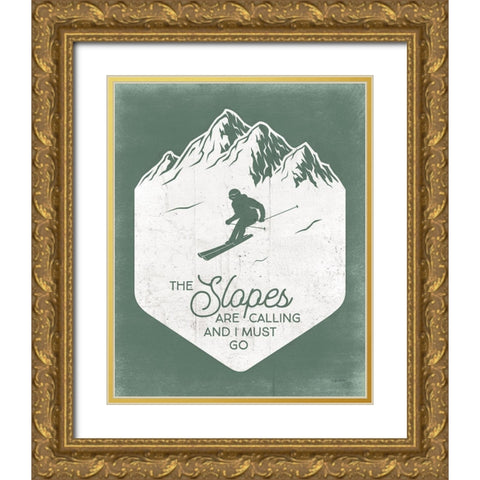 Slopes are Calling Gold Ornate Wood Framed Art Print with Double Matting by Brown, Kyra