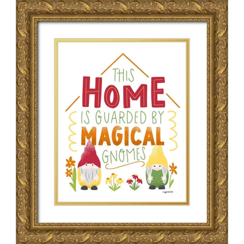 Magical Gnomes Gold Ornate Wood Framed Art Print with Double Matting by Brown, Kyra