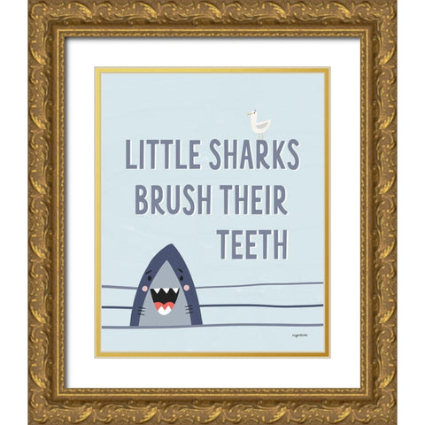 Shark Teeth Gold Ornate Wood Framed Art Print with Double Matting by Brown, Kyra