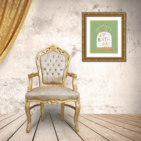 Birthday Cake Gold Ornate Wood Framed Art Print with Double Matting by Brown, Kyra