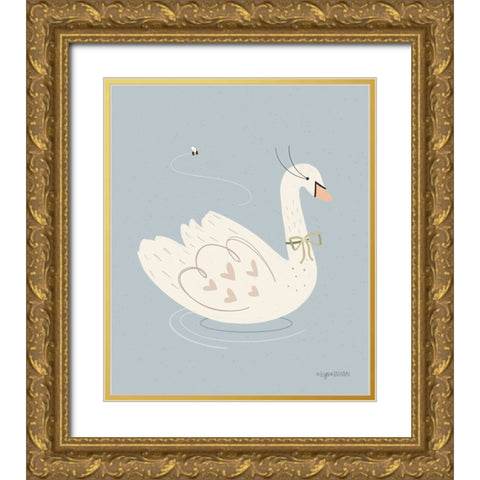 Swan Gold Ornate Wood Framed Art Print with Double Matting by Brown, Kyra