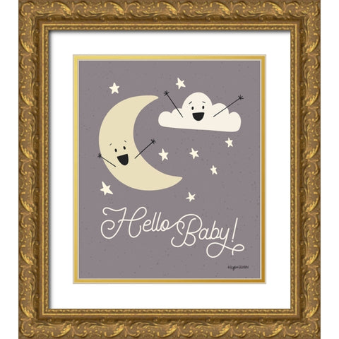 Hello-Baby! Gold Ornate Wood Framed Art Print with Double Matting by Brown, Kyra