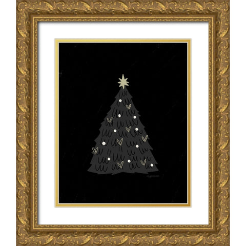 Christmas Tree Gold Ornate Wood Framed Art Print with Double Matting by Brown, Kyra
