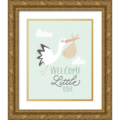 Stork Gold Ornate Wood Framed Art Print with Double Matting by Brown, Kyra