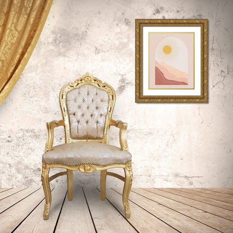 Boho Sun Gold Ornate Wood Framed Art Print with Double Matting by Blue, Nina