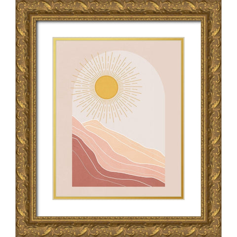 Boho Sun Gold Ornate Wood Framed Art Print with Double Matting by Blue, Nina