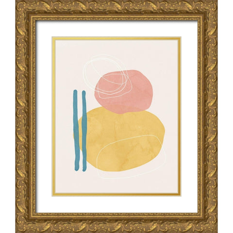 Colorful Shapes I Gold Ornate Wood Framed Art Print with Double Matting by Blue, Nina