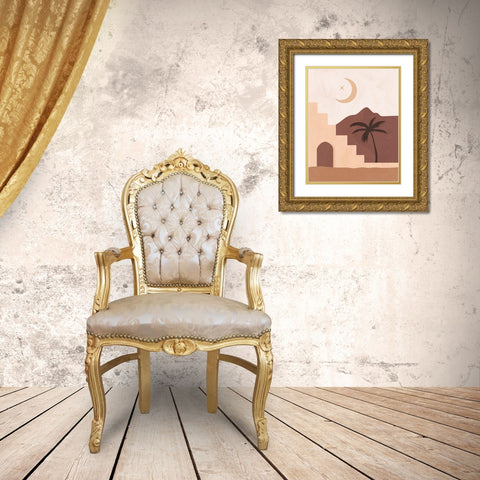 Boho Landscape I Gold Ornate Wood Framed Art Print with Double Matting by Blue, Nina