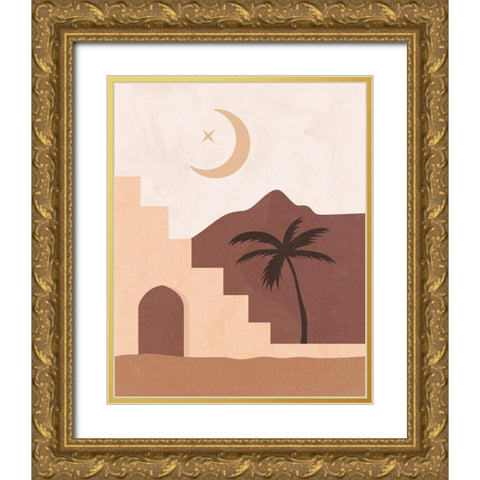 Boho Landscape I Gold Ornate Wood Framed Art Print with Double Matting by Blue, Nina