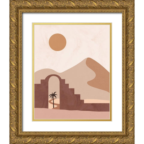 Boho Landscape II Gold Ornate Wood Framed Art Print with Double Matting by Blue, Nina