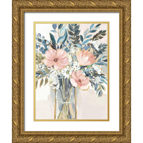 Neutral Bouquet II Gold Ornate Wood Framed Art Print with Double Matting by Blue, Nina