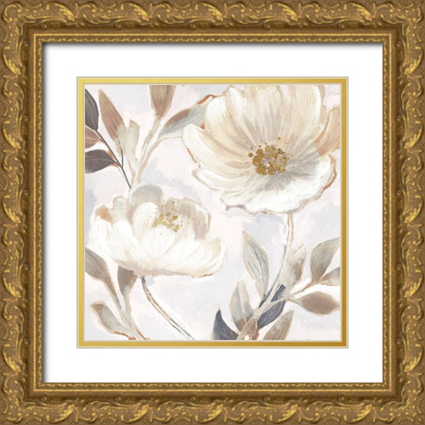 Whisper White Floral II Gold Ornate Wood Framed Art Print with Double Matting by Blue, Nina