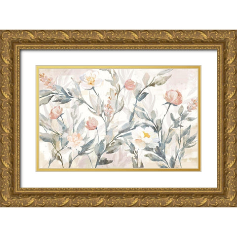 Farmhouse Floral Gold Ornate Wood Framed Art Print with Double Matting by Blue, Nina
