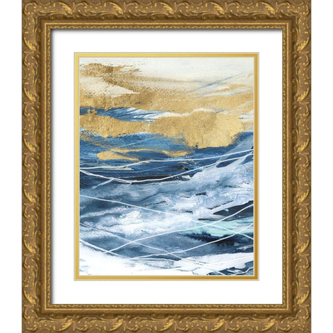 Like a Storm II Gold Ornate Wood Framed Art Print with Double Matting by Blue, Nina