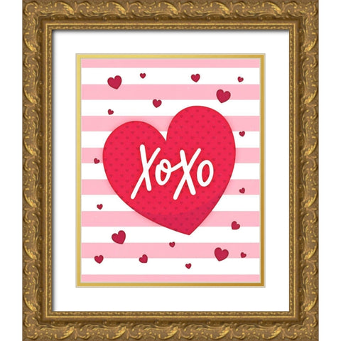 XoXo Gold Ornate Wood Framed Art Print with Double Matting by Blue, Nina
