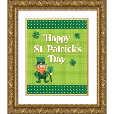 St. Patricks Day Gold Ornate Wood Framed Art Print with Double Matting by Blue, Nina