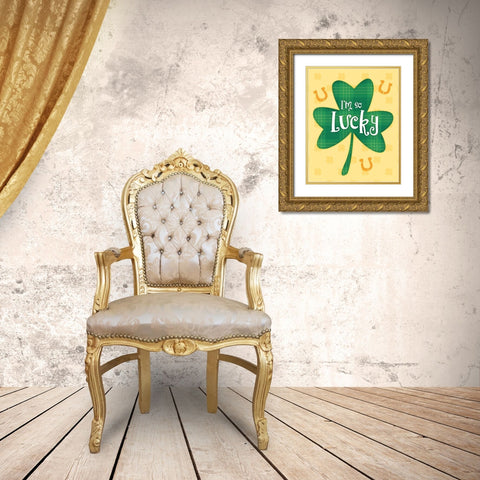 So Lucky Gold Ornate Wood Framed Art Print with Double Matting by Blue, Nina