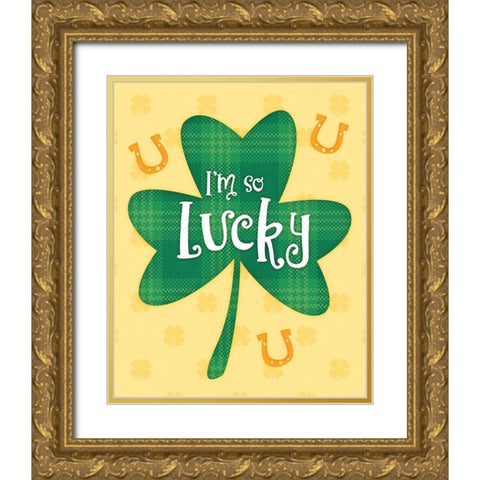 So Lucky Gold Ornate Wood Framed Art Print with Double Matting by Blue, Nina