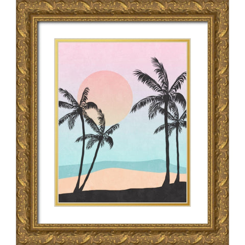Palm Trees I Gold Ornate Wood Framed Art Print with Double Matting by Blue, Nina