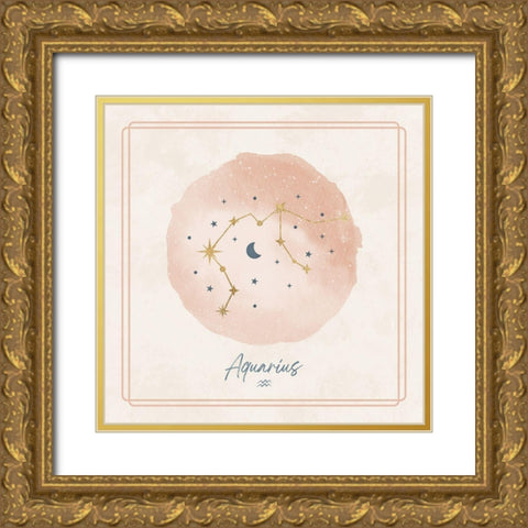 Aquarius Gold Ornate Wood Framed Art Print with Double Matting by Blue, Nina