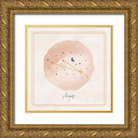 Aries Gold Ornate Wood Framed Art Print with Double Matting by Blue, Nina