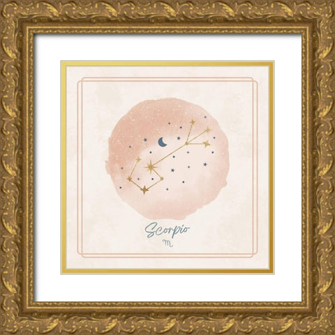 Scorpio Gold Ornate Wood Framed Art Print with Double Matting by Blue, Nina
