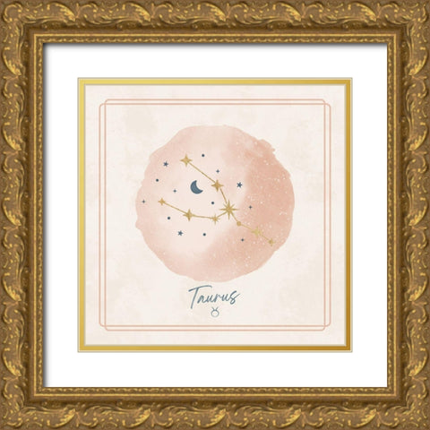 Taurus Gold Ornate Wood Framed Art Print with Double Matting by Blue, Nina