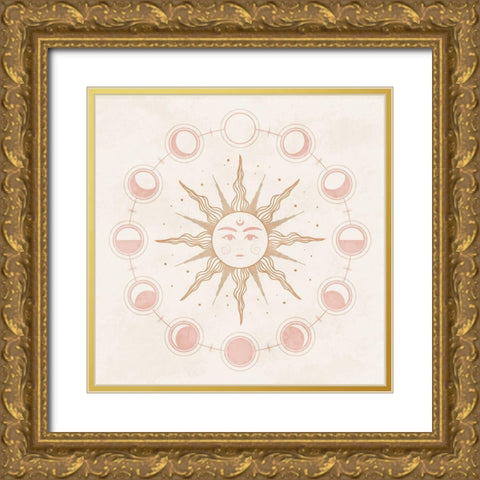 Boho Sun Gold Ornate Wood Framed Art Print with Double Matting by Blue, Nina