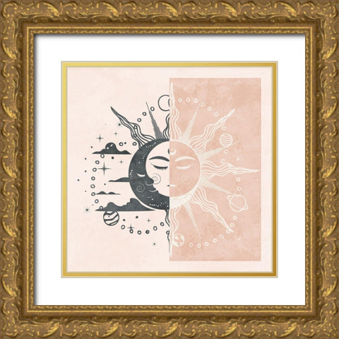 Sun and Moon Gold Ornate Wood Framed Art Print with Double Matting by Blue, Nina