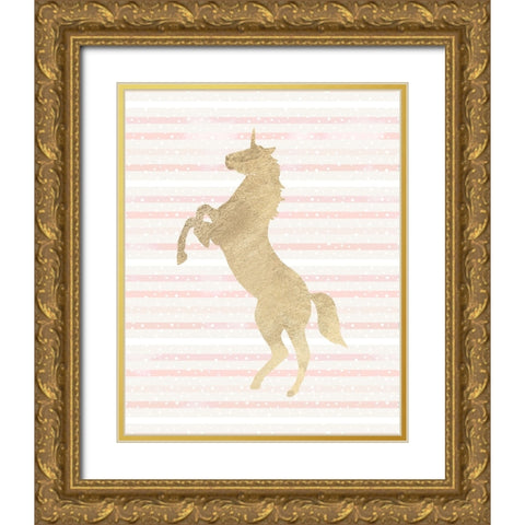 Gold Unicorn Gold Ornate Wood Framed Art Print with Double Matting by Blue, Nina