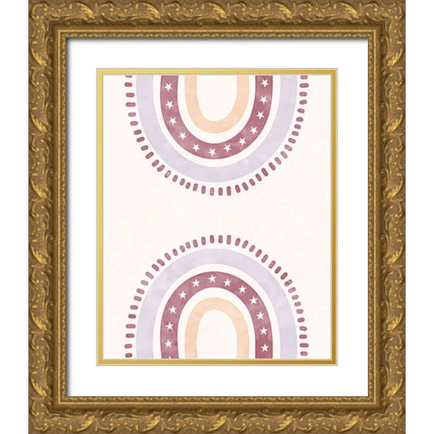 Boho Rainbows II Gold Ornate Wood Framed Art Print with Double Matting by Blue, Nina
