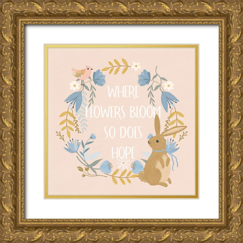 Where Flowers Bloom Gold Ornate Wood Framed Art Print with Double Matting by Blue, Nina