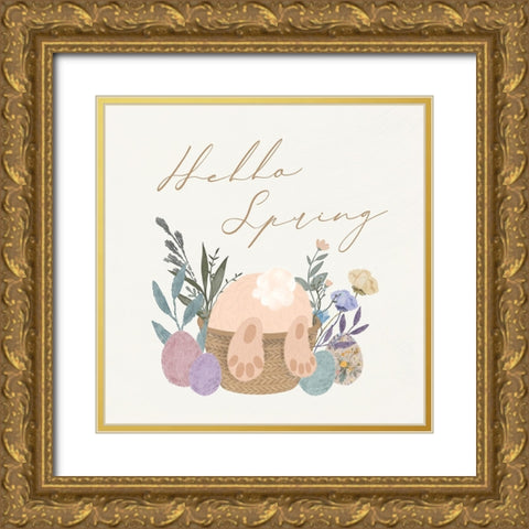 Hello Spring Gold Ornate Wood Framed Art Print with Double Matting by Blue, Nina
