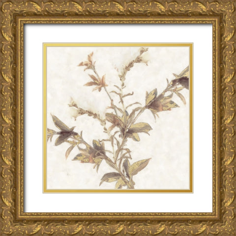 Elegant Leaves II Gold Ornate Wood Framed Art Print with Double Matting by Blue, Nina