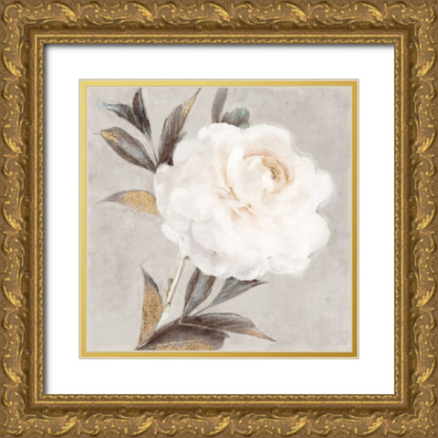 Peony Gold Ornate Wood Framed Art Print with Double Matting by Blue, Nina