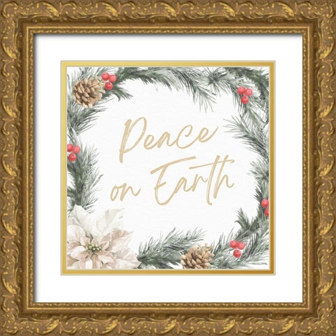 Peace on Earth Gold Ornate Wood Framed Art Print with Double Matting by Blue, Nina