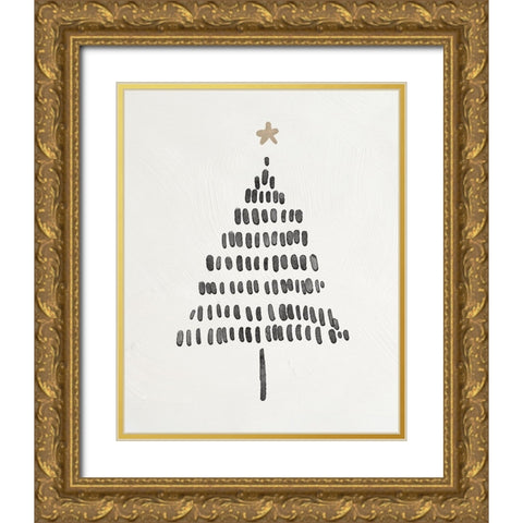Modern Christmas Tree II Gold Ornate Wood Framed Art Print with Double Matting by Blue, Nina