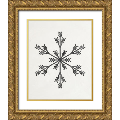 Modern Snowflake II Gold Ornate Wood Framed Art Print with Double Matting by Blue, Nina