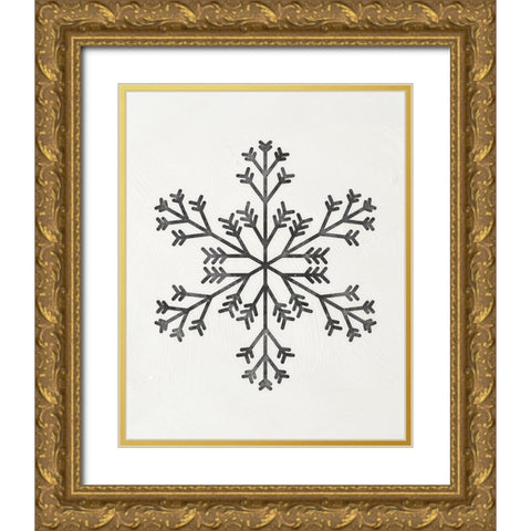 Modern Snowflake III Gold Ornate Wood Framed Art Print with Double Matting by Blue, Nina