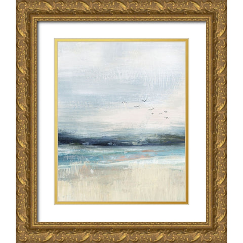 Coastal Birds Gold Ornate Wood Framed Art Print with Double Matting by Blue, Nina