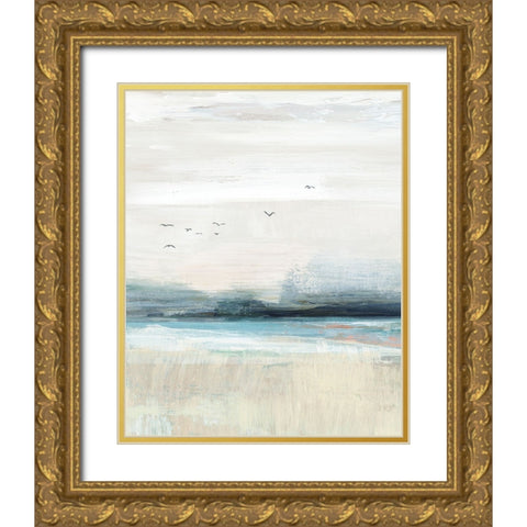 Coastal Birds II Gold Ornate Wood Framed Art Print with Double Matting by Blue, Nina