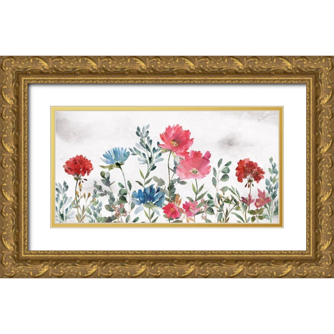 Wildflowers Gold Ornate Wood Framed Art Print with Double Matting by Blue, Nina