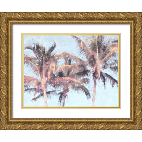 Fun Palms II Gold Ornate Wood Framed Art Print with Double Matting by Blue, Nina